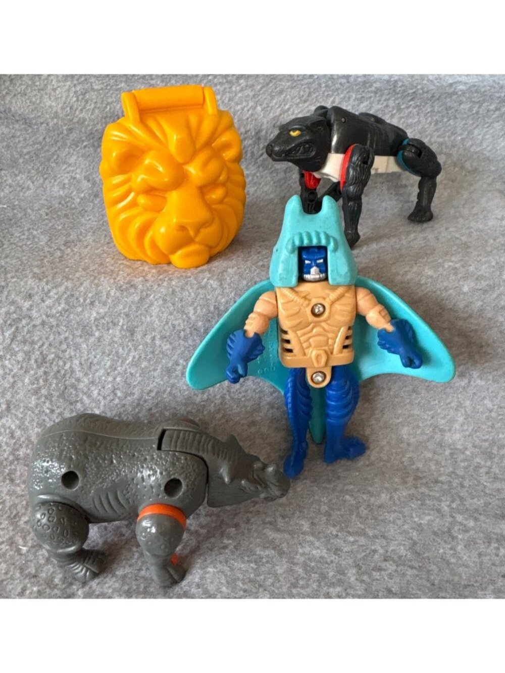 Vintage 1996 McDonalds Beast Wars Transformers Happy Meal Toys Set Lion Bag